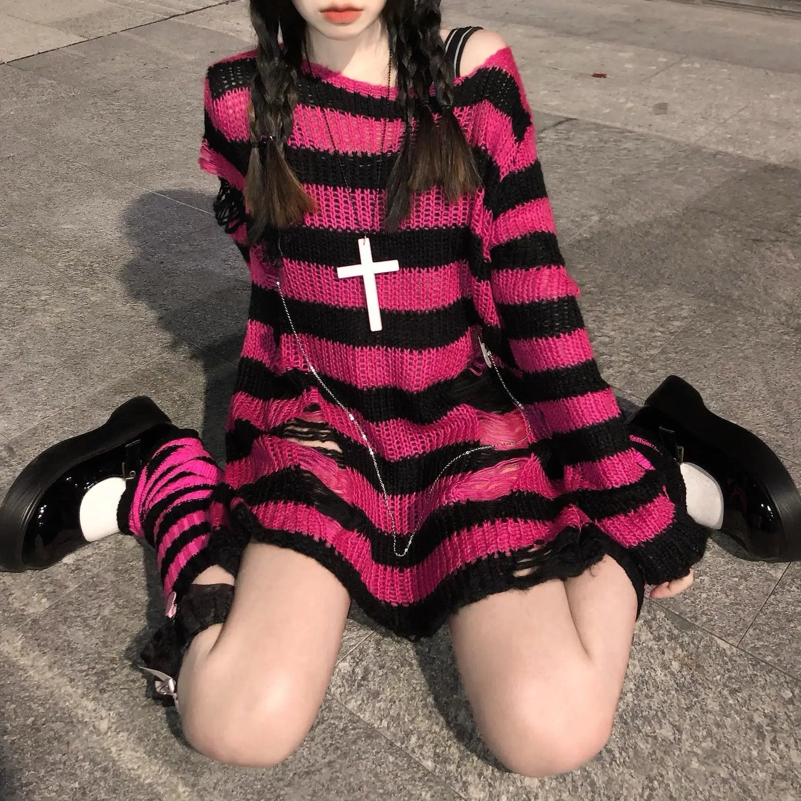 Women's Striped Long Sleeve Knit Sweater Casual Knit Layer
