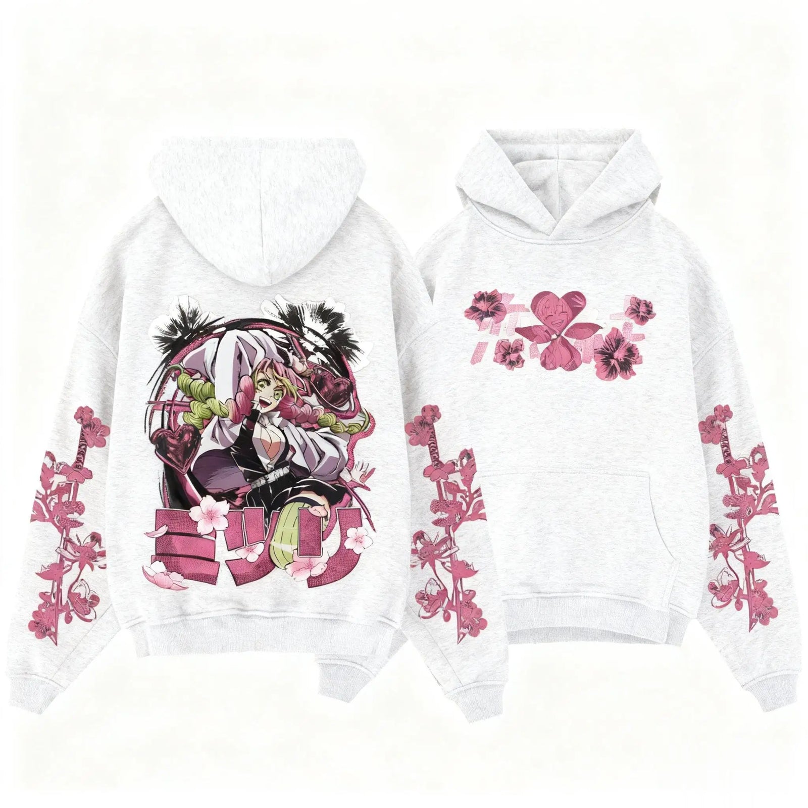 Demon Slayer Kanroji Mitsuri Hoodie Anime Pullover Sweatshirt Men Women Cosplay Graphic Streetwear