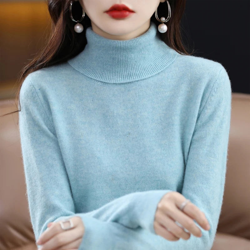 Women's Mock Neck Long Sleeve Sweater Casual Knit Layer