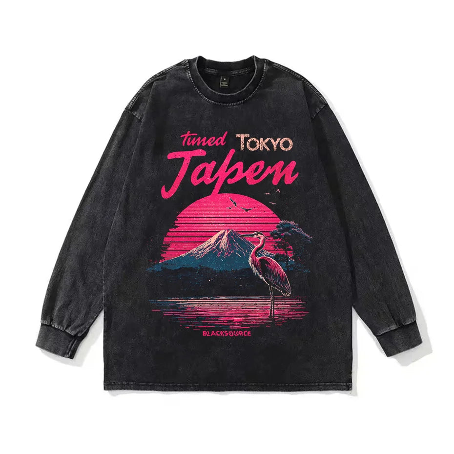 Womens Vintage Acid Wash Graphic Tee Oversized Harajuku Streetwear