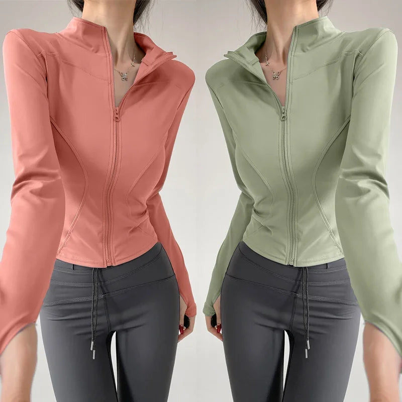 Slim-Fit Long-Sleeve Zip-Front Yoga Jacket