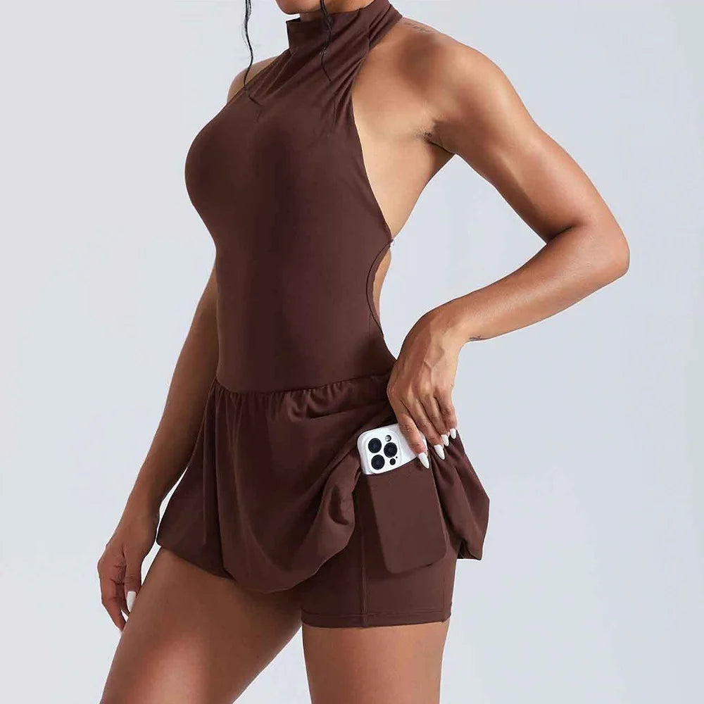 Women's High-Neck Sleeveless Tennis Dress