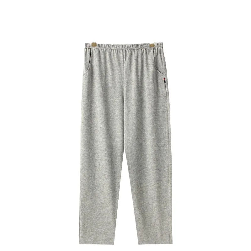 Men's Solid Pocket Elastic Waist Straight Leg Lounge Pajama Pants