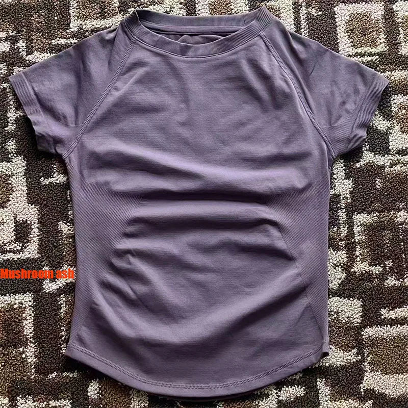 Women's Crew Neck Fitted Short Sleeve T-shirt For Workout Outfits