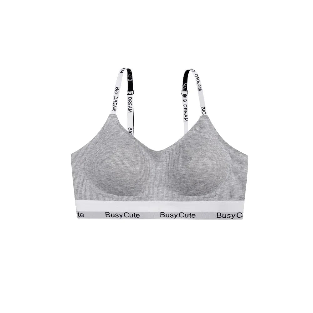 Women's Cotton Bralette with Contrast Letter Band