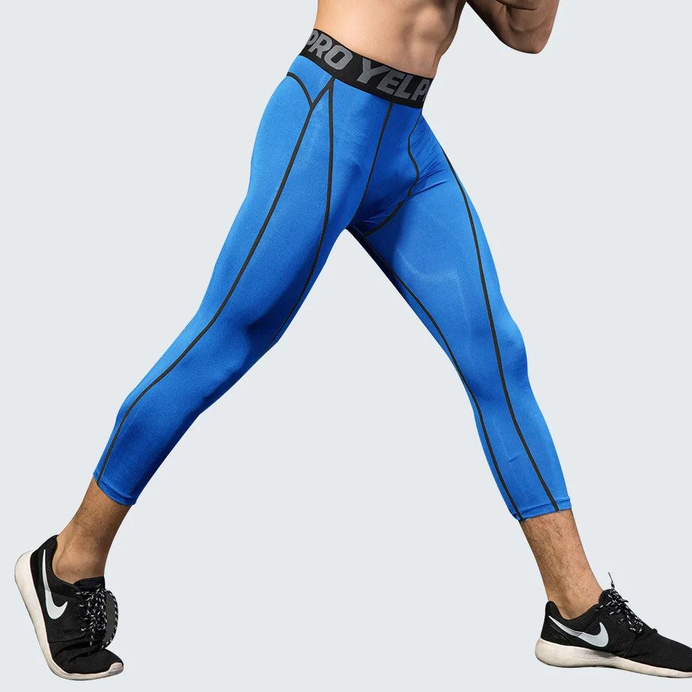 Men's Cropped Training Leggings for Gym and Running