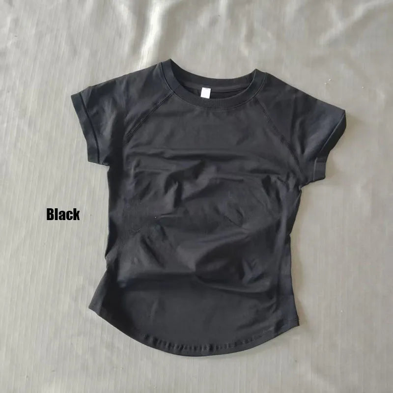 Women's Crew Neck Fitted Short Sleeve T-shirt For Workout Outfits