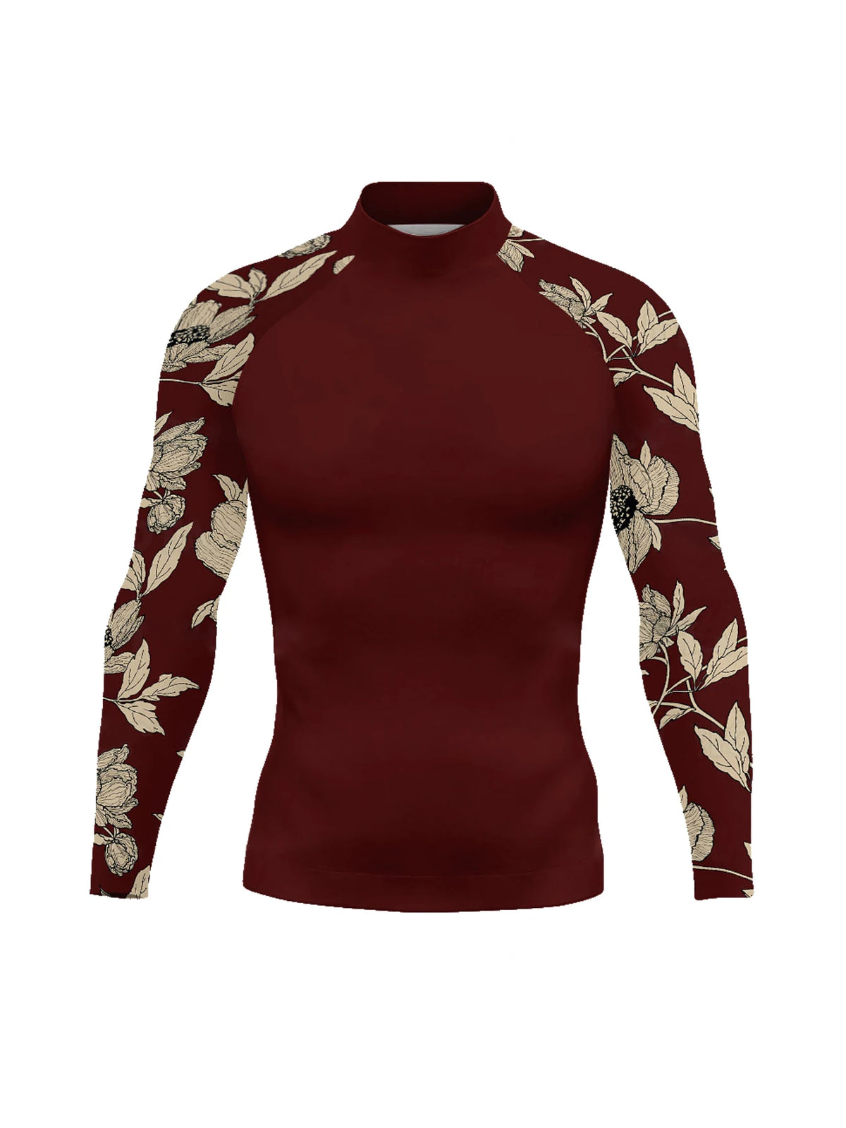 Men's Long Sleeve Rash Guard with a Round Neck for Swimming