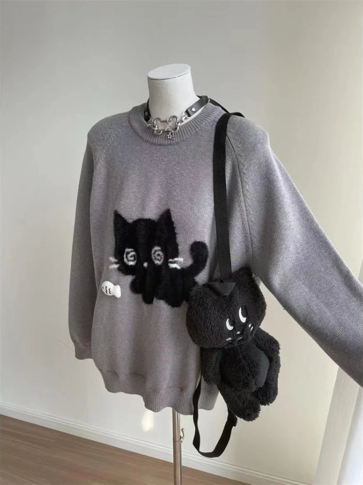 Women's Plain Crew Neck Long Sleeve Sweater Casual Knit Layer