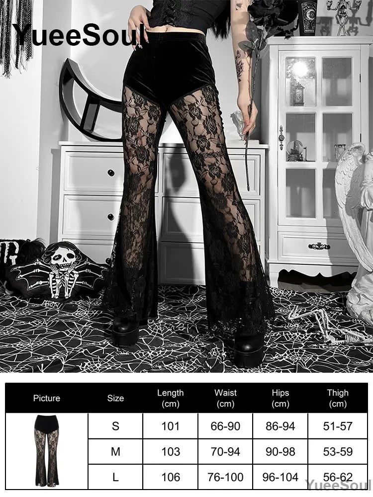 Women's Black Gothic Pants with Flared and Wide Leg Style Options