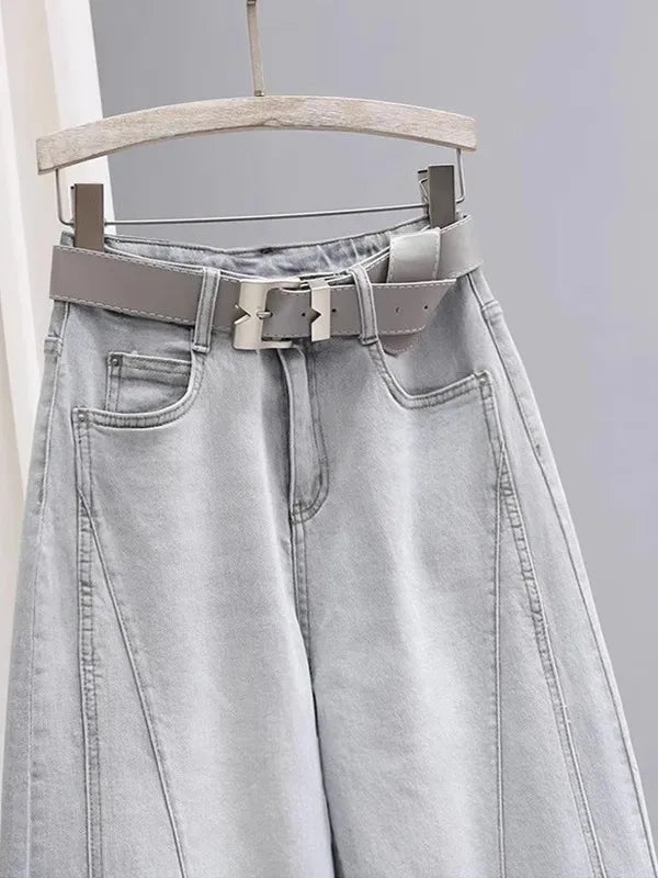 Women's Gray Balloon Leg Loose Fit Denim Jeans