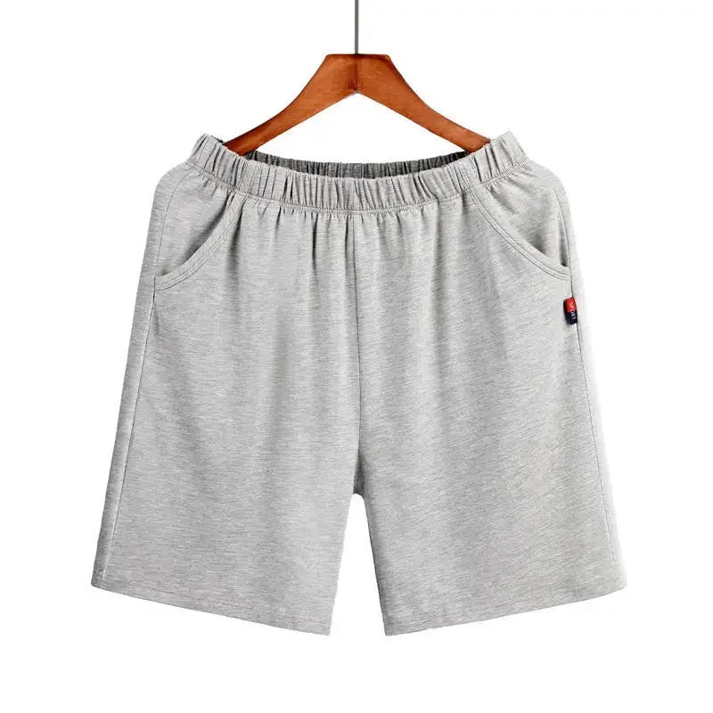 Men's Solid Pocket Elastic Waist Knee Length Lounge Sleep Shorts