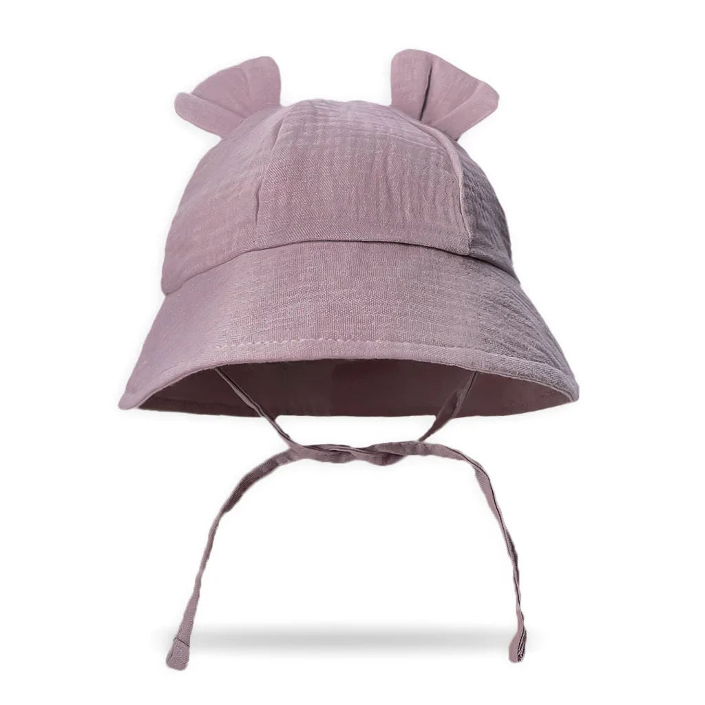 Children's Bucket Hat with Decorative Ears and Chin Ties