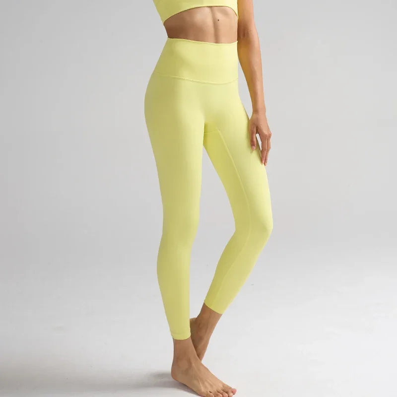 Women's High-Waist Nylon-Elastane Stretch Ankle-Length Yoga Leggings