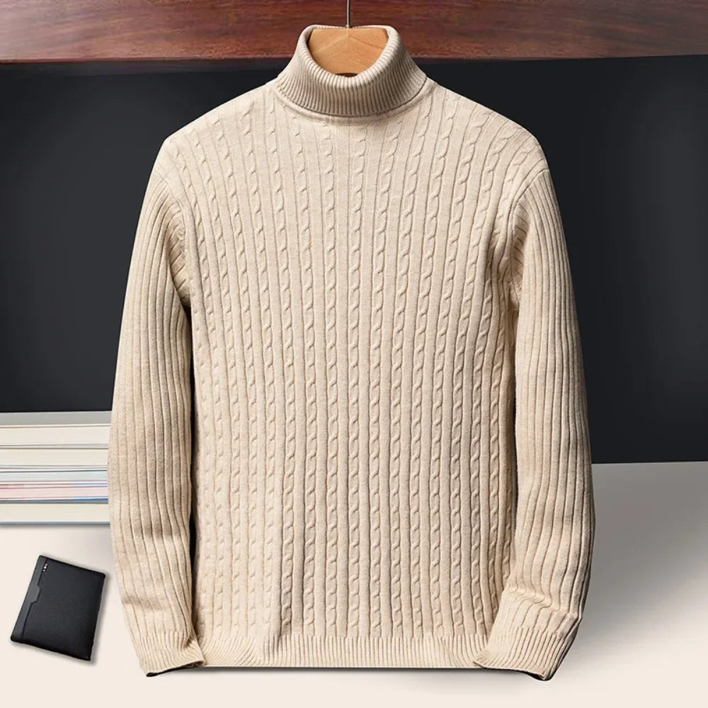 Men's Ribbed Turtleneck Long Sleeve Knit Sweater