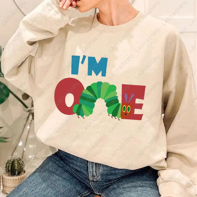 Caterpillar Graphic Long Sleeve Pullover Casual Sweatshirt for Layering
