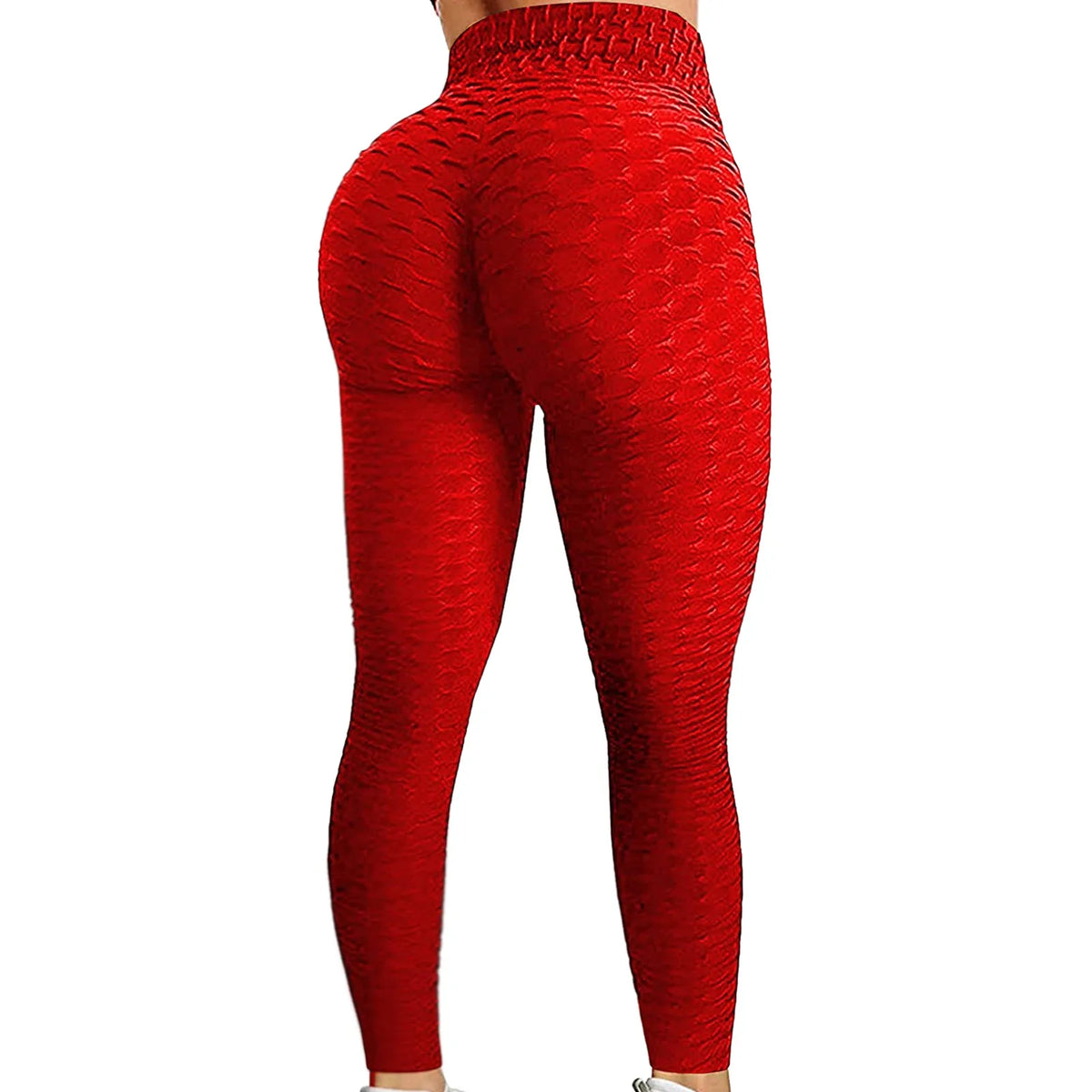 Women's Textured High-Waist Full-Length Yoga Leggings with Elastic Waistband for Everyday Workouts