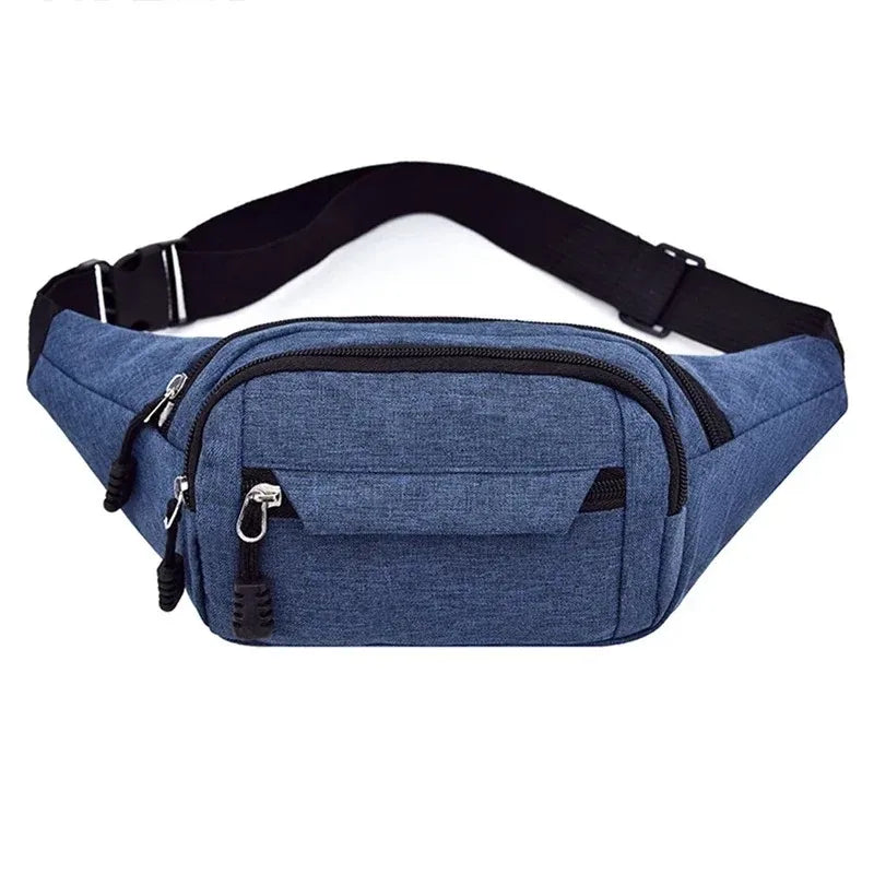 Solid Waist Pack with Adjustable Strap and Zippered Pockets