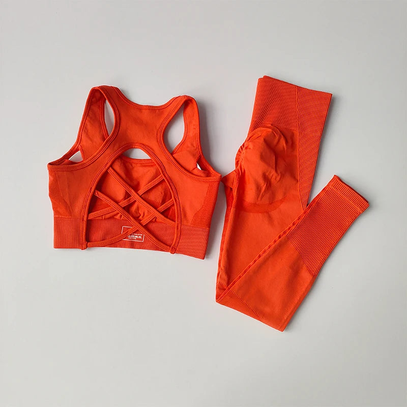 Women's Cross Back Bra And Leggings Yoga Set