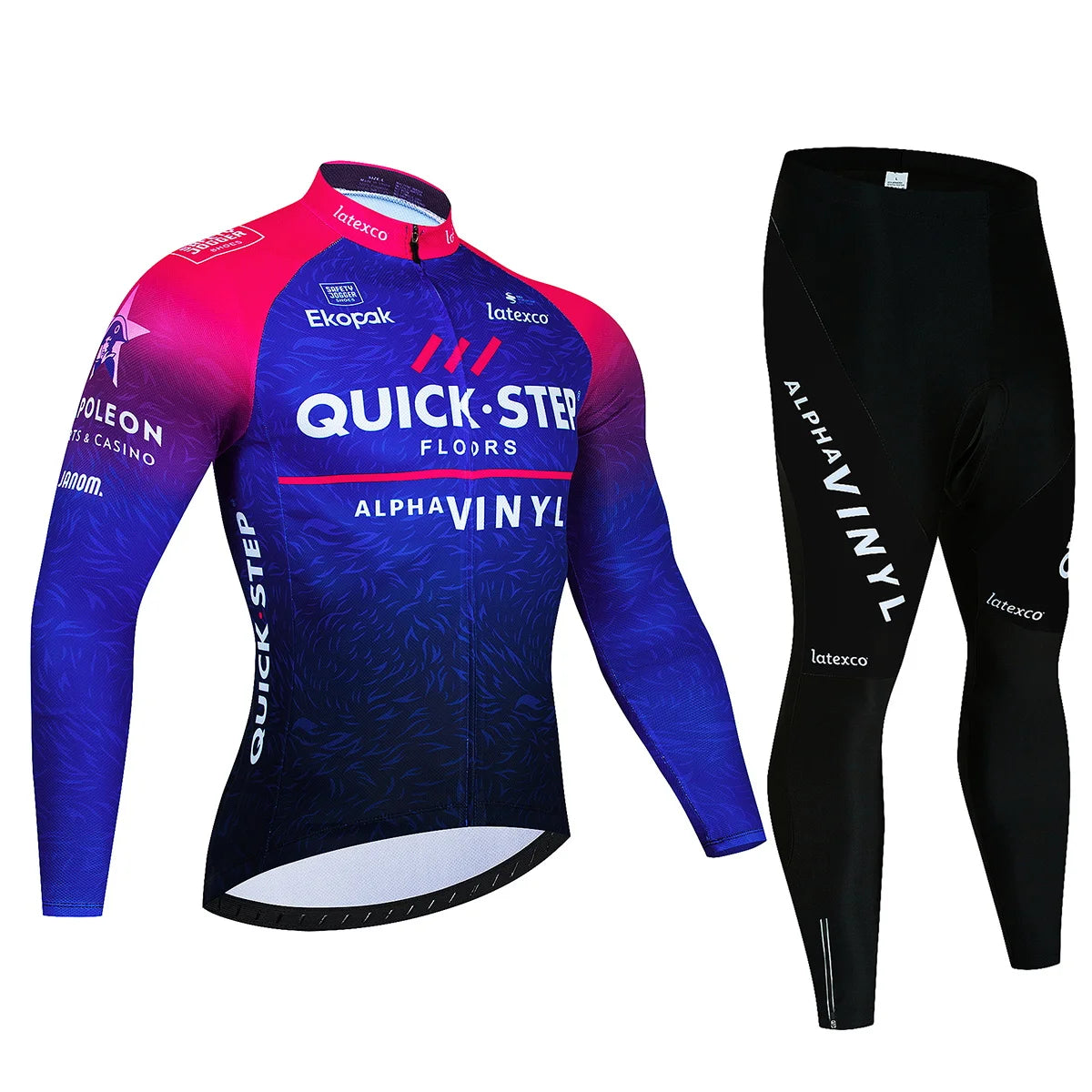 Men's Long Sleeve Fleece Cycling Jersey Set for Winter Bicycle Riding