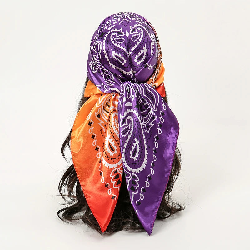 Printed Square Scarf with Ornate Paisley Pattern Options
