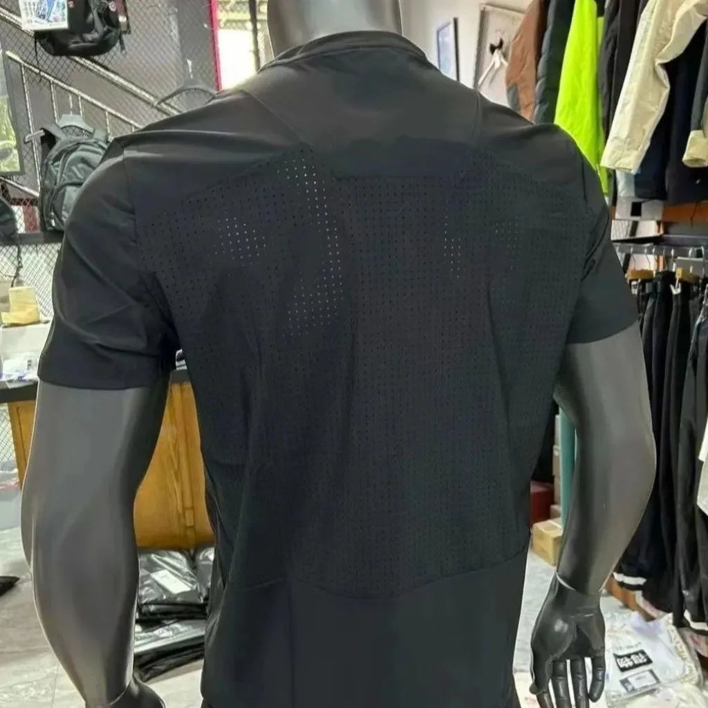 Solid Short Sleeve Collared Casual Polo Shirt with Button Placket