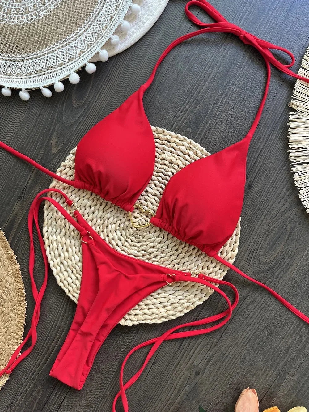 Halter Lace-Up Bikini