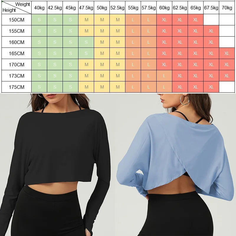 Women's Loose-Fit Long-Sleeve Workout Crop Top