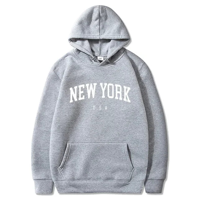 New York Letter-Print Long-Sleeve Pullover Hoodie