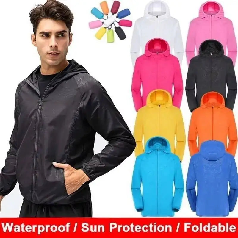 Hooded Long Sleeve Full Zip Outdoor Hiking Jacket with Pockets