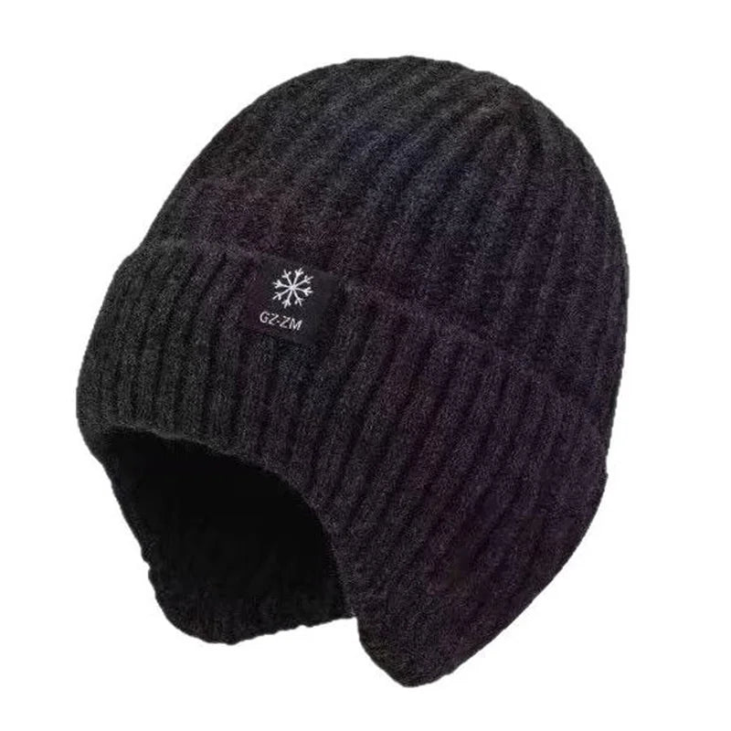 Ribbed Knit Ear Flap Beanie with Neck Cover Styling