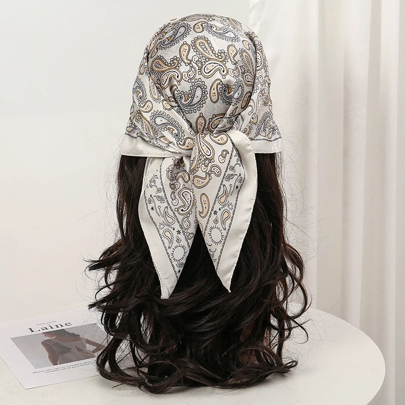 Floral Print Square Scarf for Head and Neck Styling