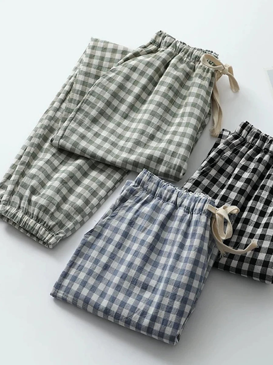 Men's Printed Elastic Waist Long Pajama Pants with Style Options