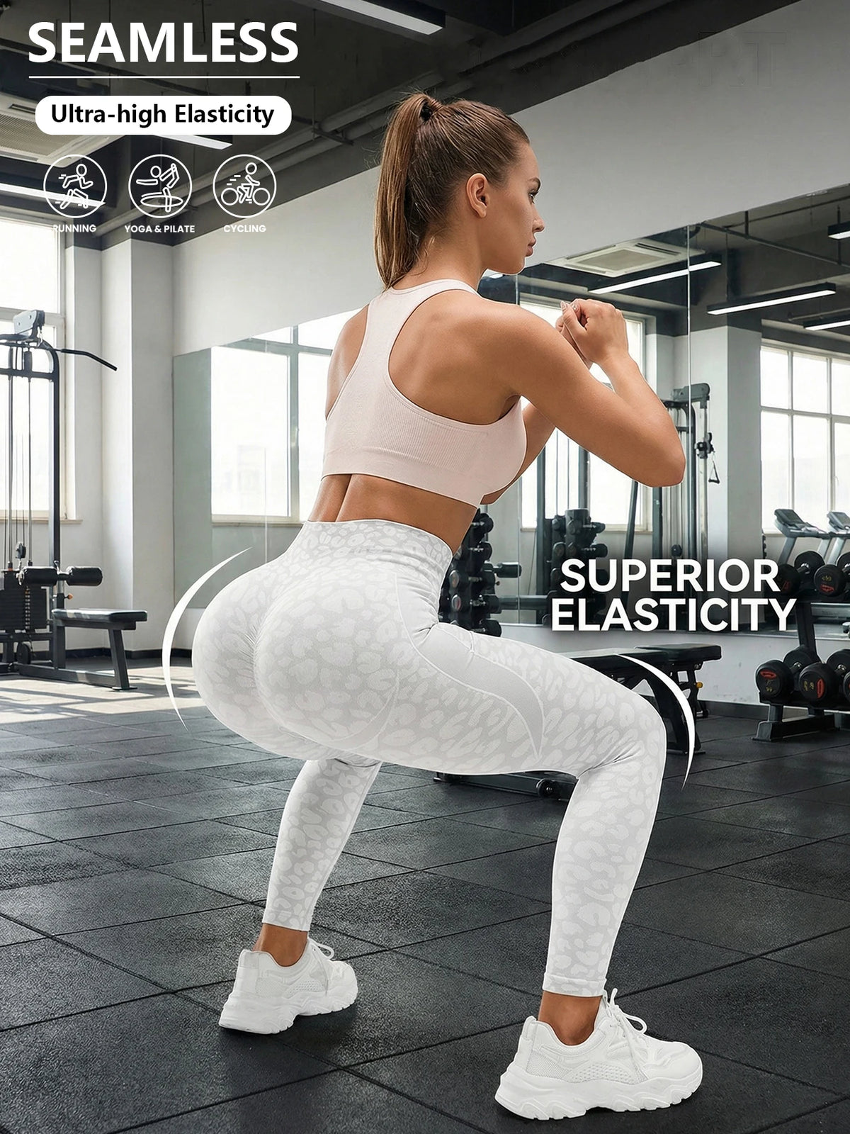 Women's Leopard Print Textured Full Length Leggings For Workout Outfits