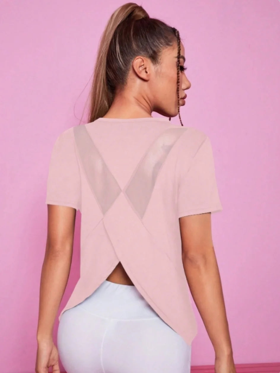 Women's Mesh-Back Short-Sleeve Workout Top