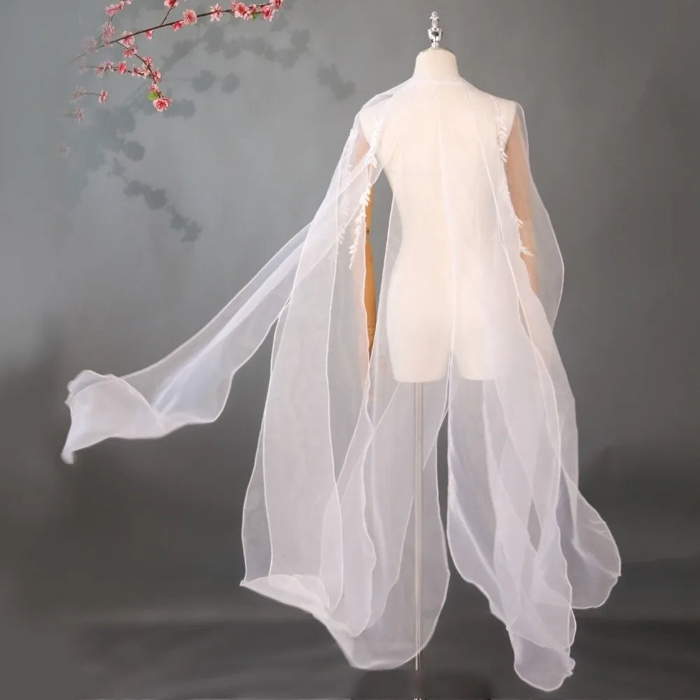 Long Sheer Shoulder Strap Cape for Layering over Outfits