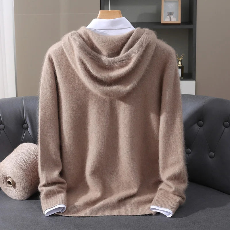 Men's Hooded Long-Sleeve Knit Pullover Sweater