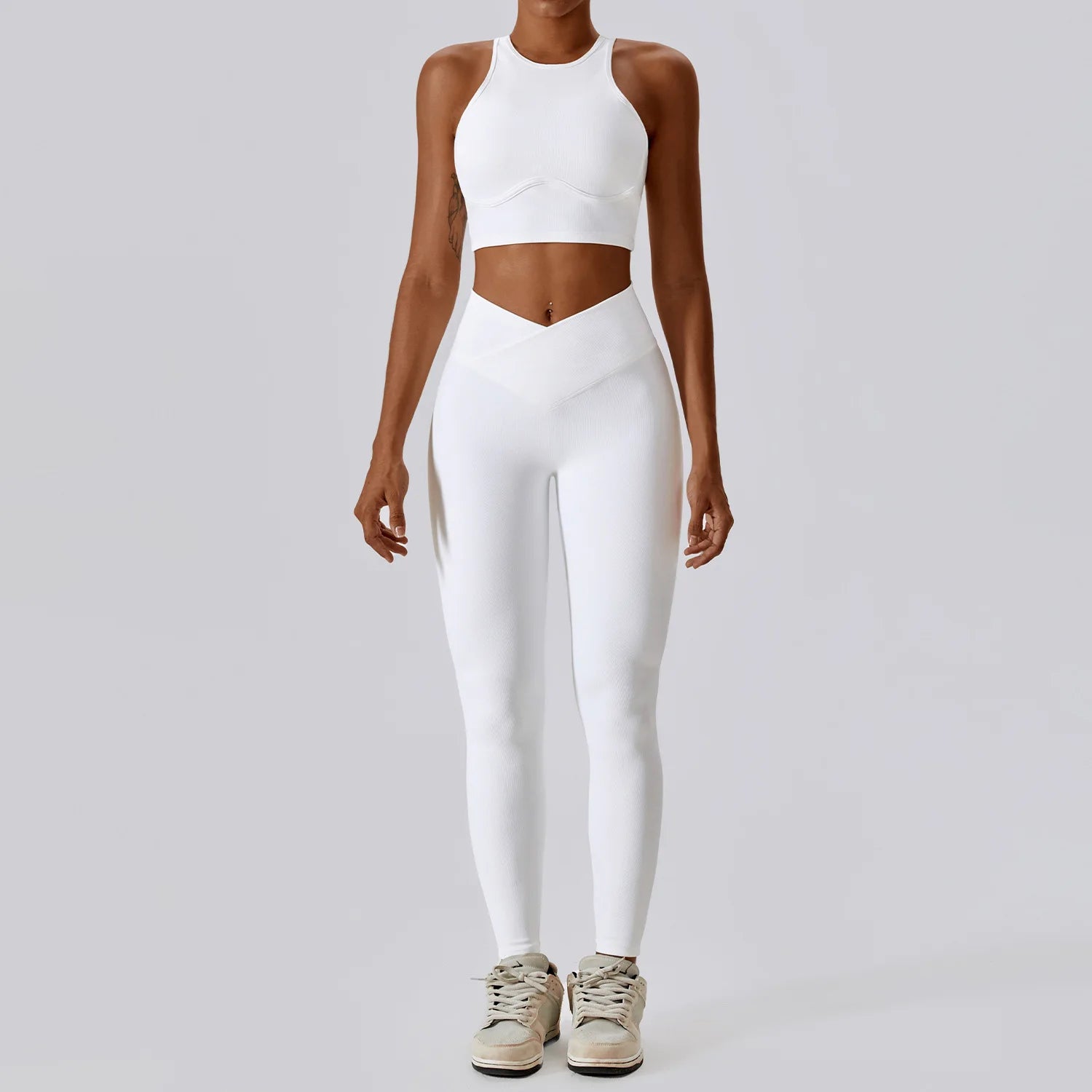 Women's Halter Bra And Flared Leggings Yoga Set