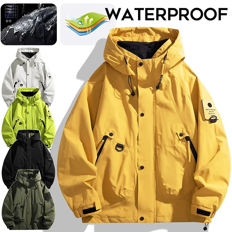 Hooded Long Sleeve Full Zip Outdoor Hiking Jacket with Pockets