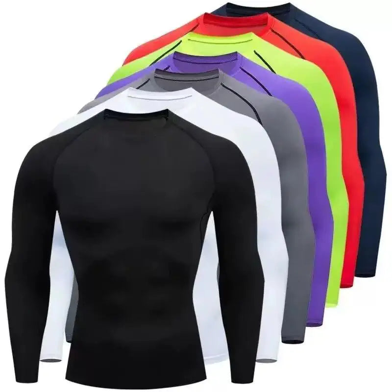 Fitted Crew Neck Long Sleeve Compression T Shirt
