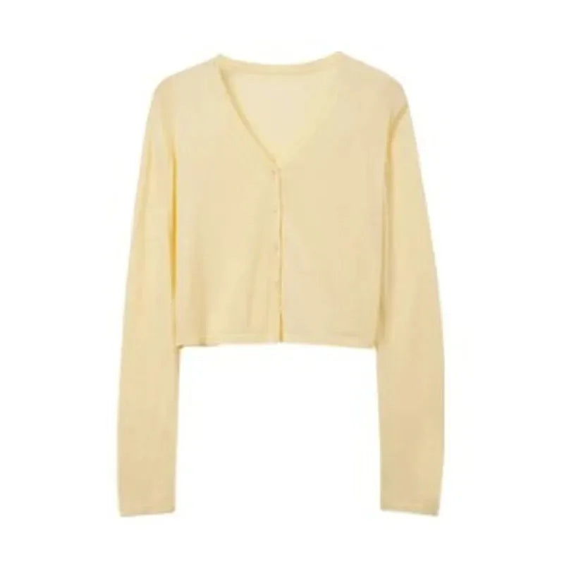 Women's Polyester Long-Sleeve V-Neck Button-Front Knit Cardigan for Casual Everyday Layered Outfits