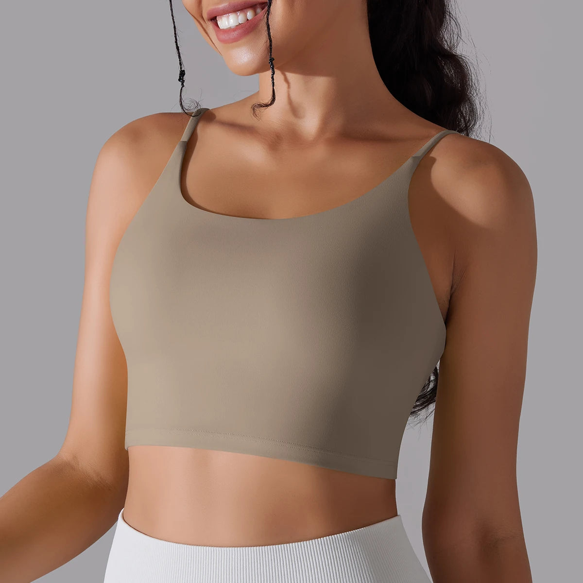 Women's Nylon Blend Sports Bra with Double Back Straps and Padding