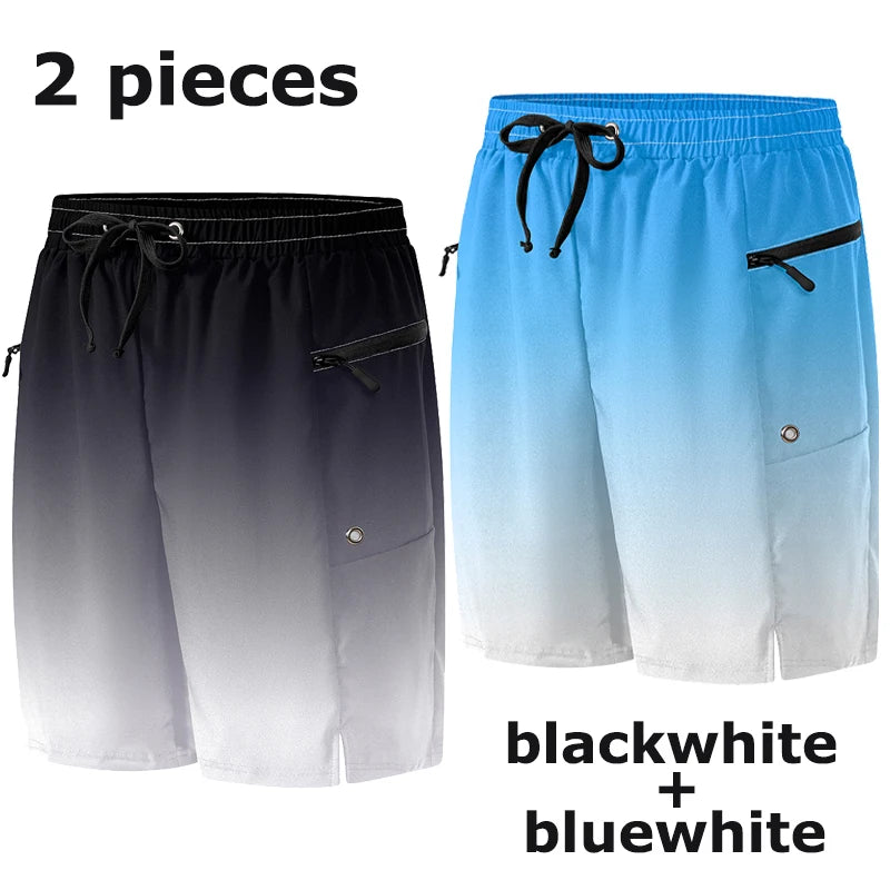 Men's Swim Shorts with Zipper Pockets and Mesh Liner for Beach and Pool Wear