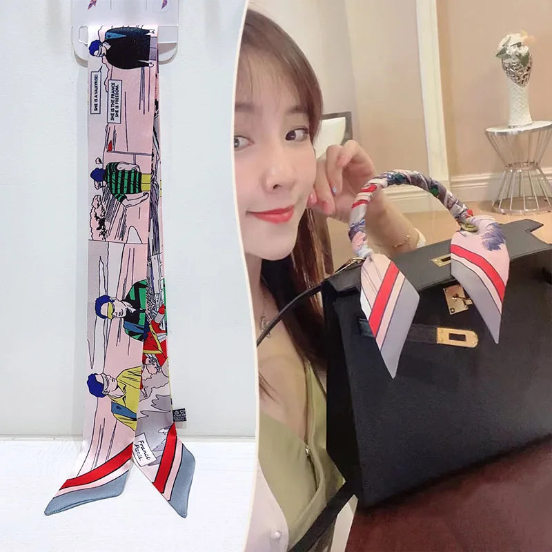 Printed Skinny Scarf for Neck and Bag Handle Styling