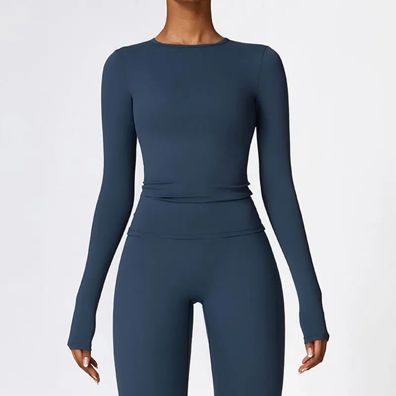 Women's Crew Neck Fitted Long Sleeve T-shirt For Workout Outfits