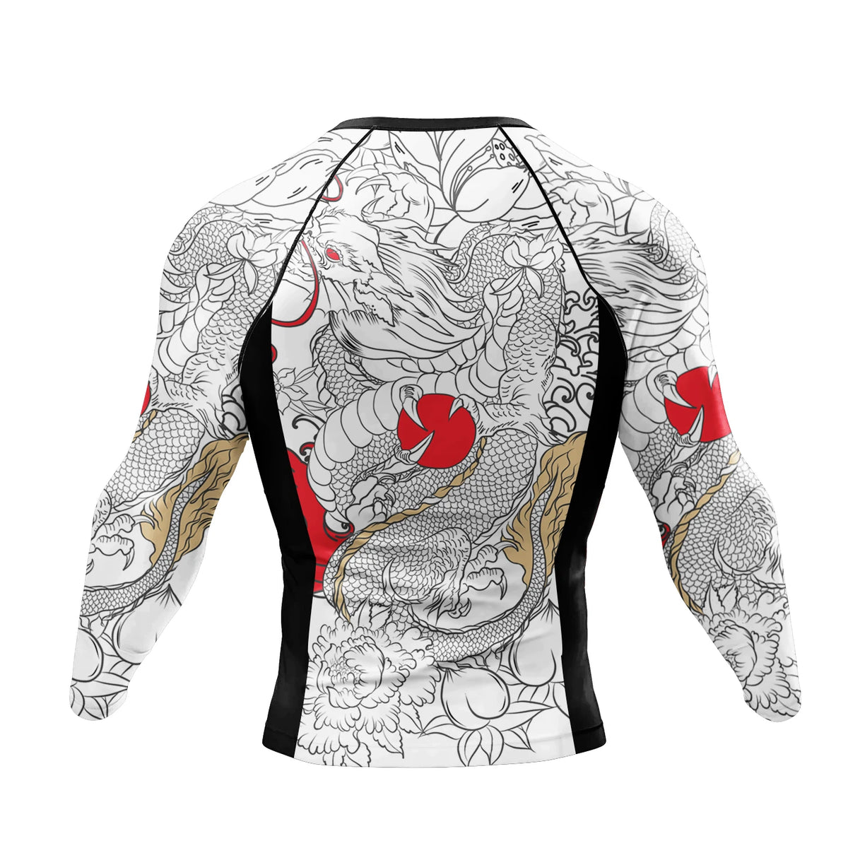 Tattoo Graphic Long Sleeve Mock Neck Fitted Rash Guard