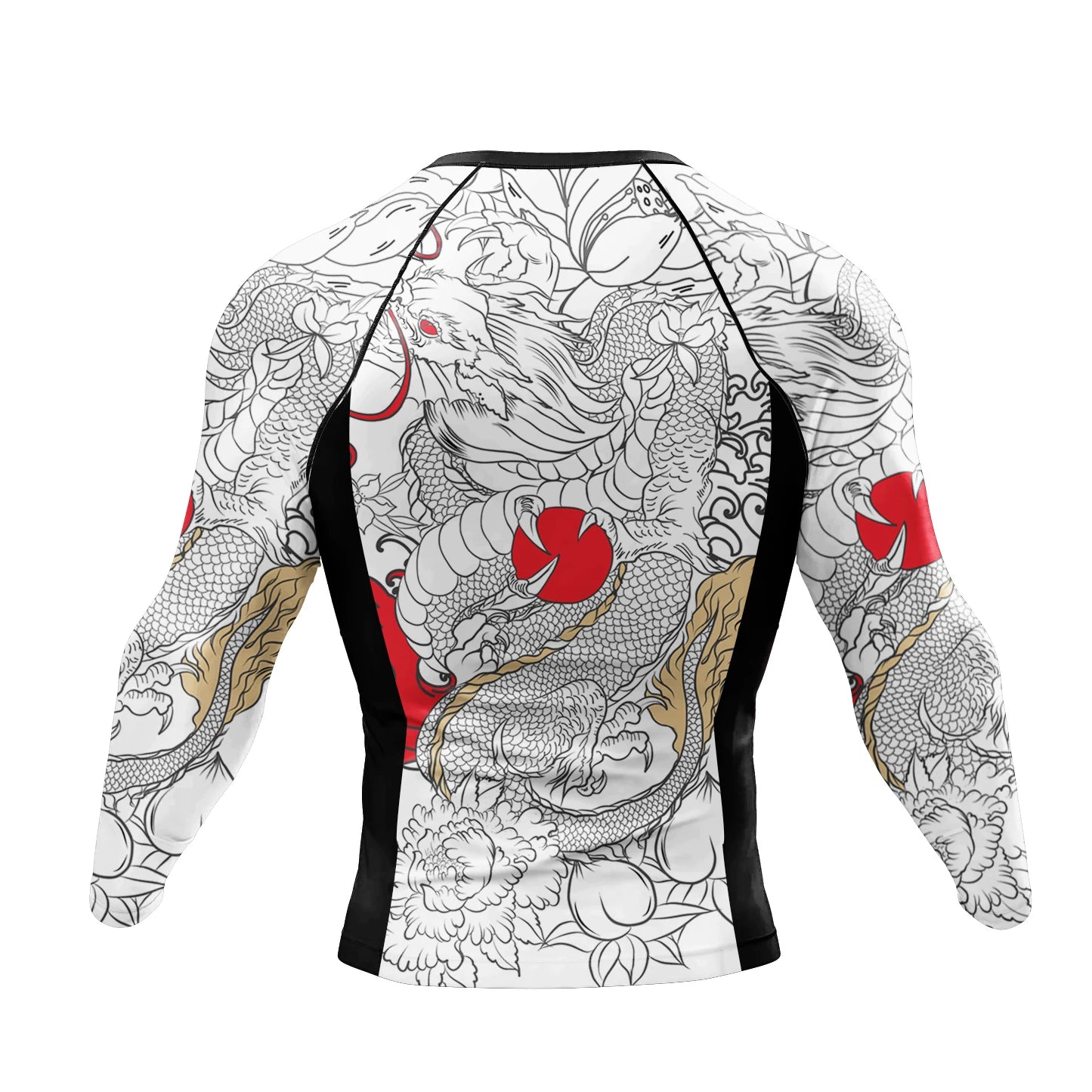 Tattoo Graphic Long Sleeve Mock Neck Fitted Rash Guard