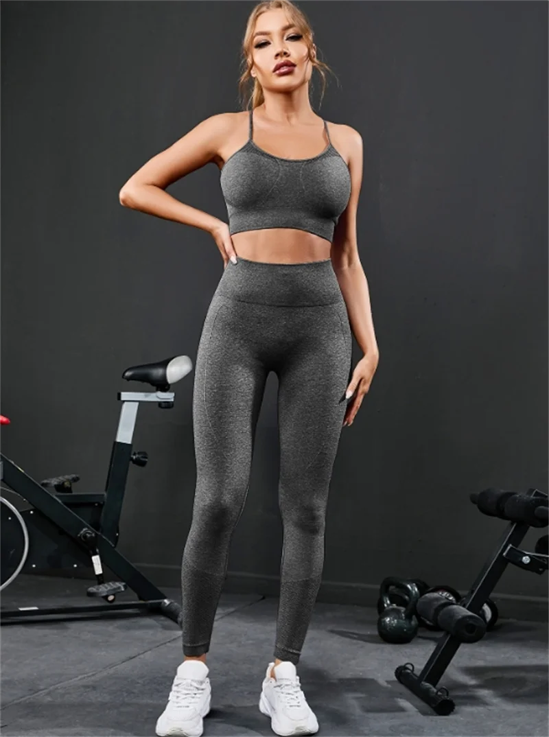 Women's Cross Back Tank And Leggings Yoga Set