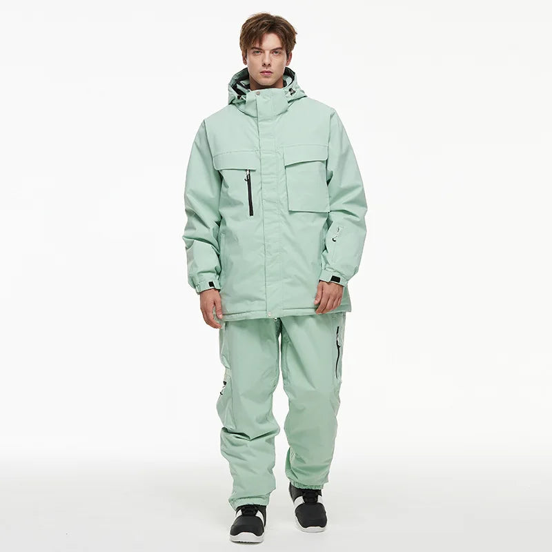 Hooded Ski Jacket and Pants Clothing Set with Style Options