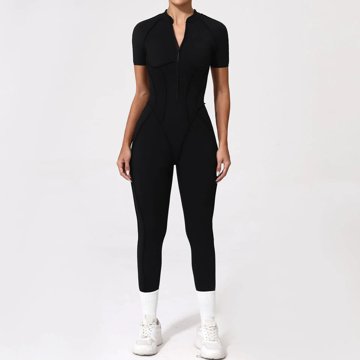 Women's Contoured Workout One Piece with Back Cutout and Multiple Sleeve Styles